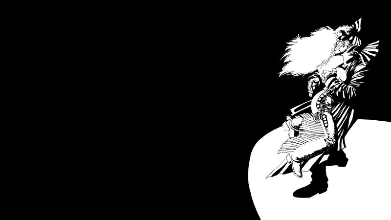 Character with White Hair — Black, Dramatic, Night, Manga