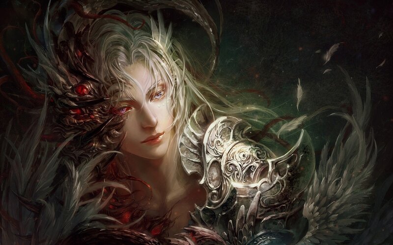 Character with White Hair — Black, Dramatic, Night