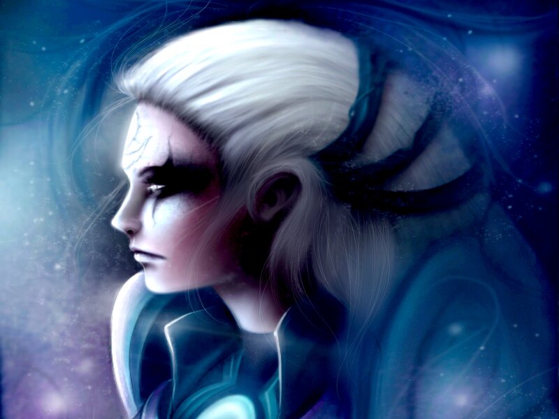 Character with White Hair — Blue, Dramatic, Digital Art