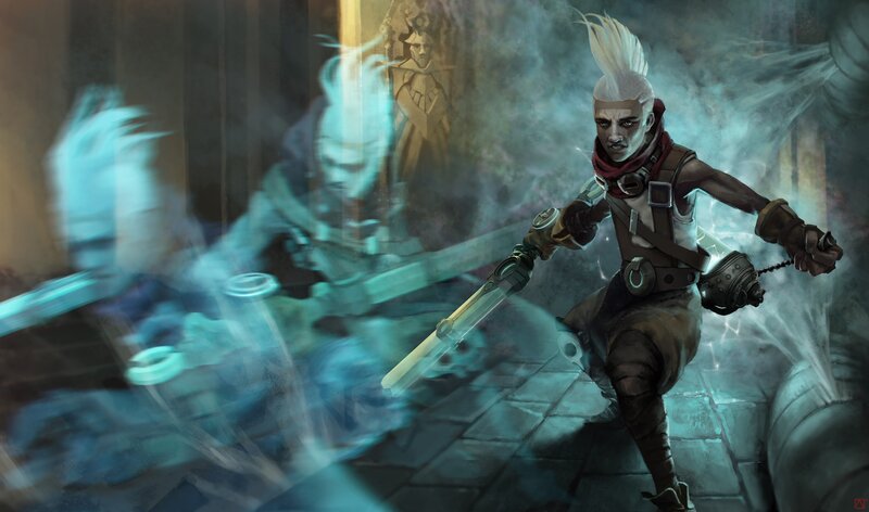 Character with White Hair — Blue, Dramatic, Tense