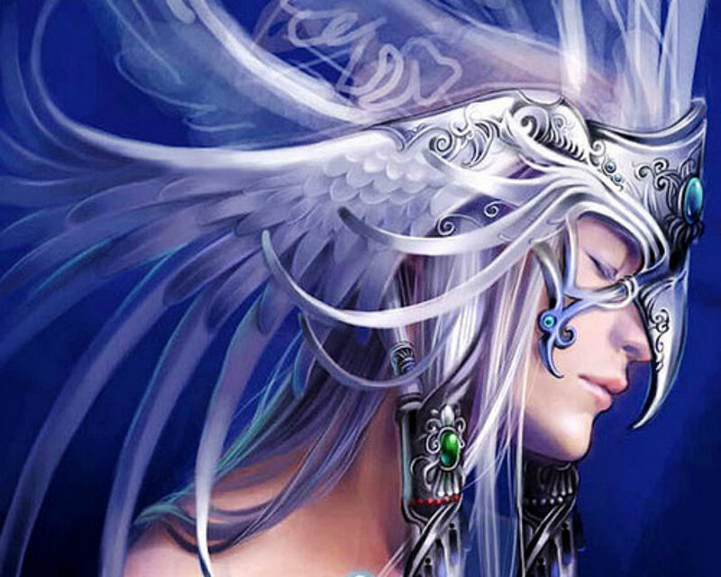 Character with White Hair — Blue, Serene