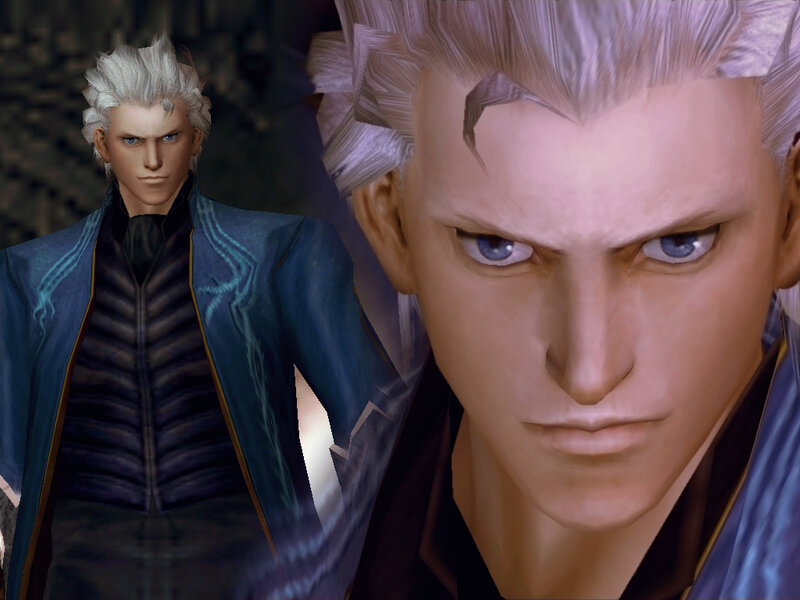 Character with White Hair — Blue, Serious