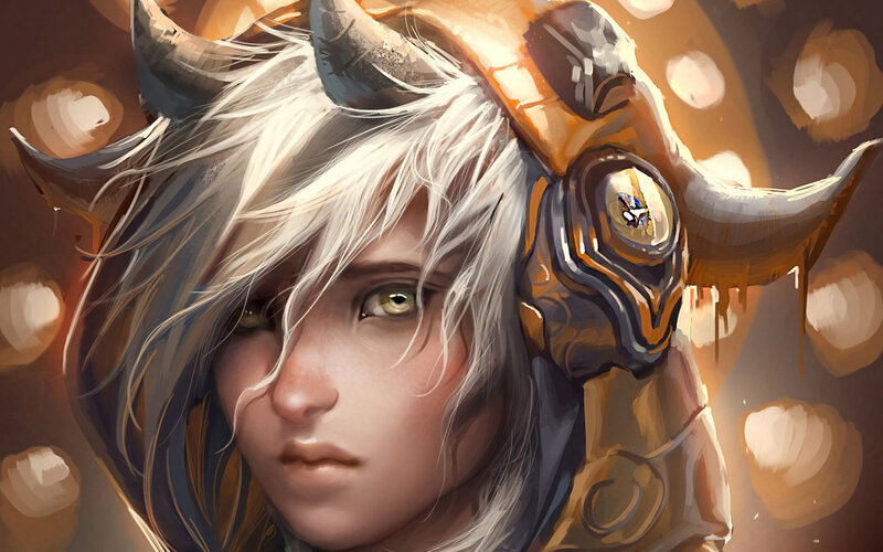 Character with White Hair — Dramatic, Digital Art, Horned Helmet