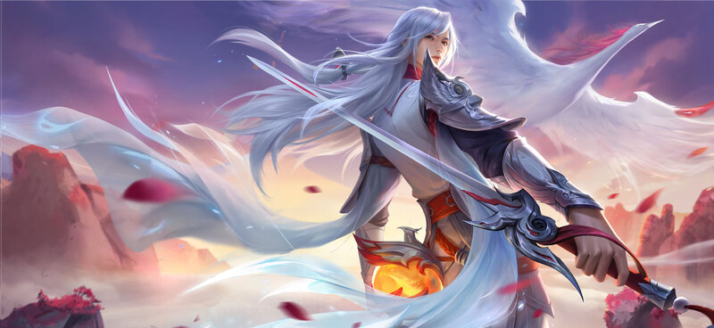 Character with White Hair — Dramatic, Sunset