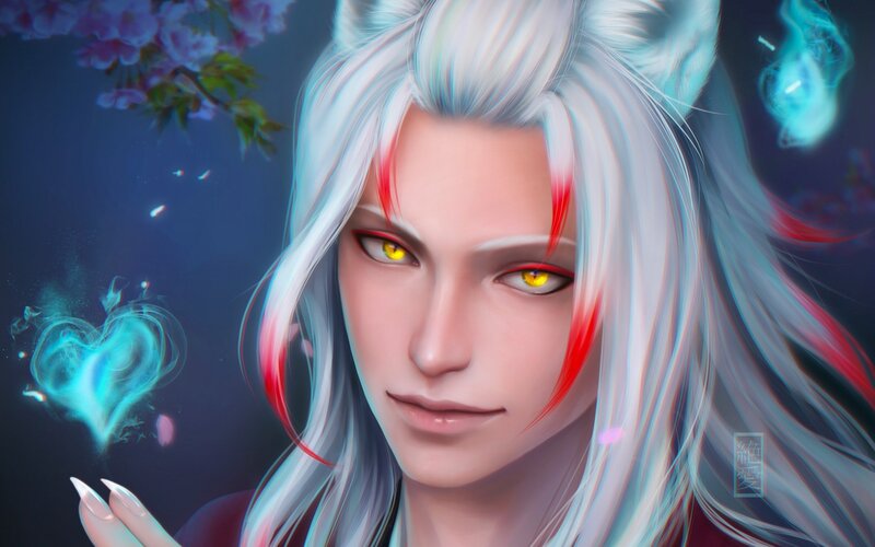 Character with White Hair — Serene
