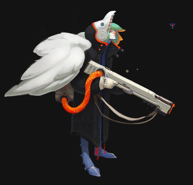 Character with White Wings — Black