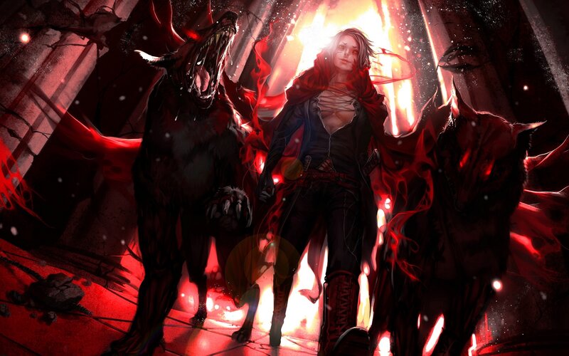 Character with Wolf Creatures