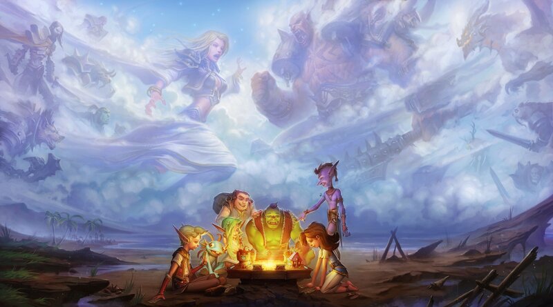 Characters Around a Campfire — Blue