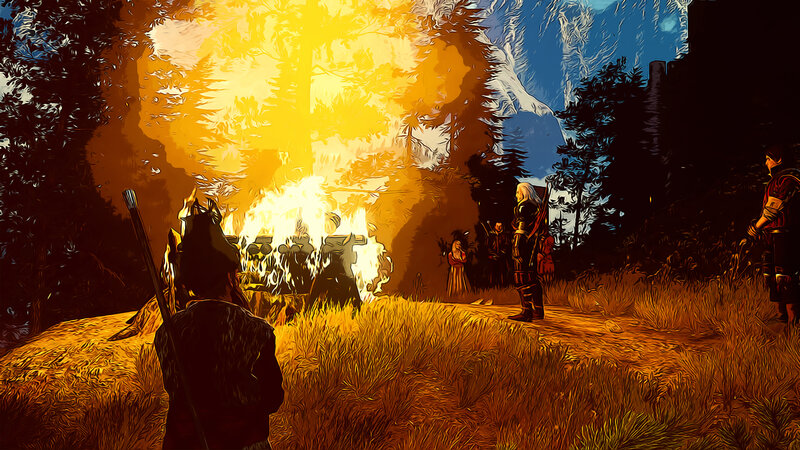 Characters Around a Fire — Yellow
