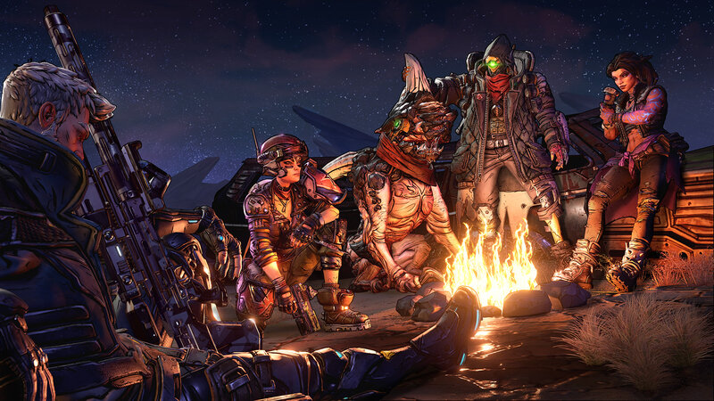 Characters Around Campfire — Orange