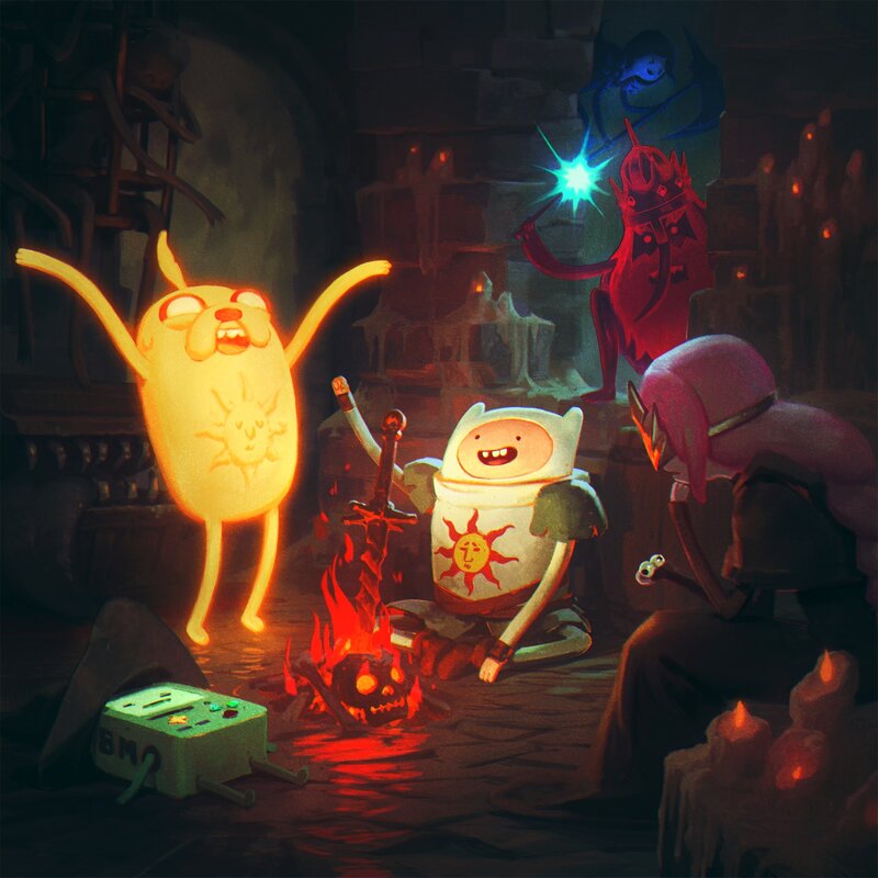 Characters Around Campfire — Red