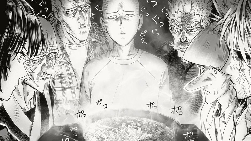Characters Around Steaming Food