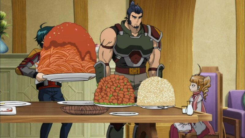 Characters at a dining table