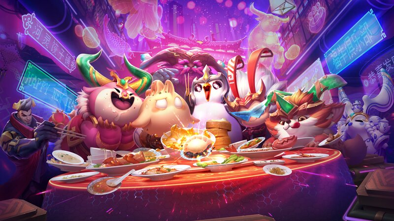 Characters at a Dinner Table — Purple