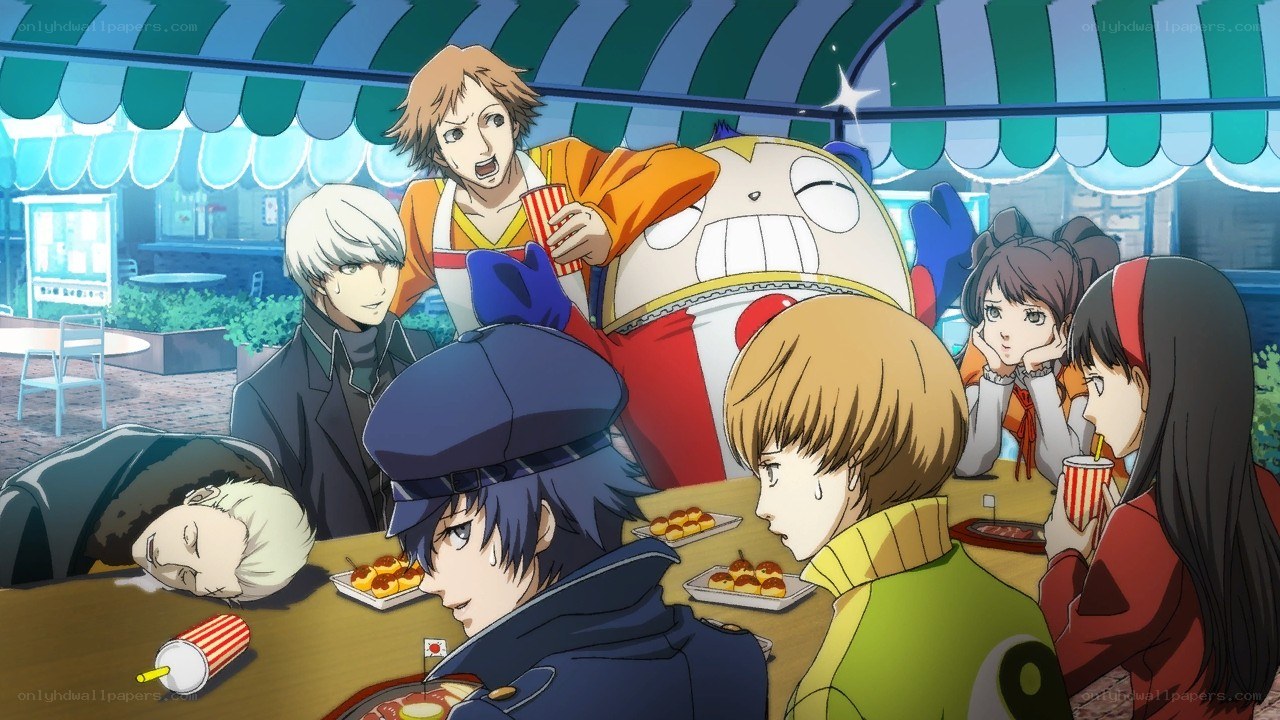 Characters at a food stall