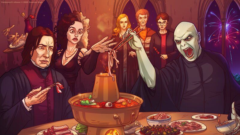 Characters at a Hot Pot Dinner