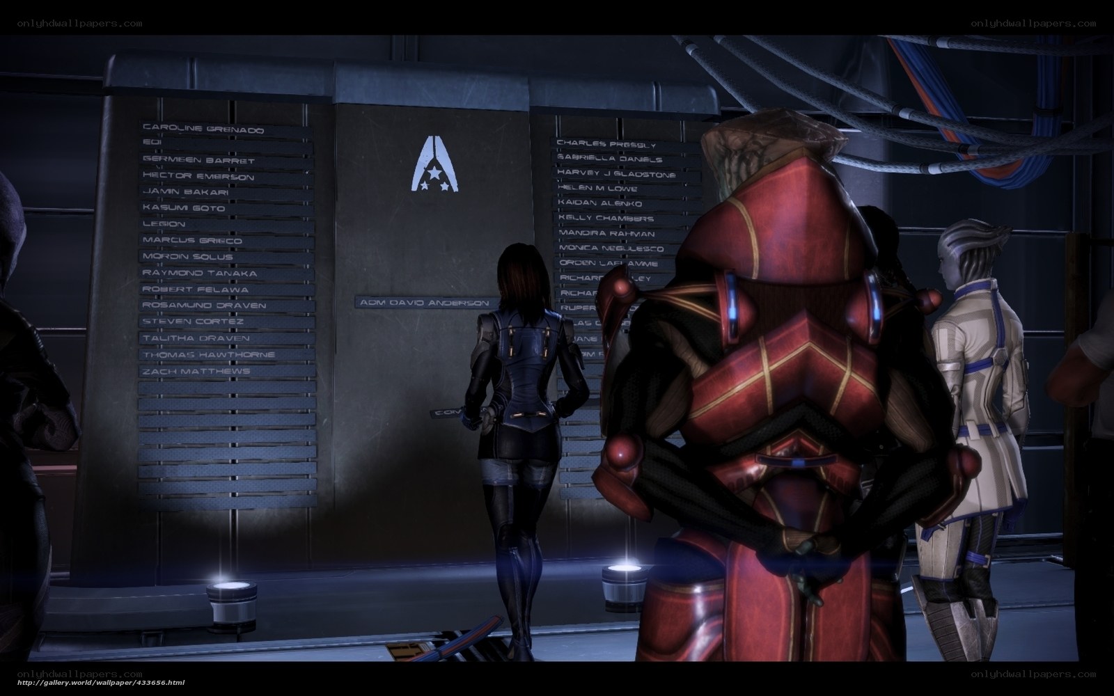 characters at a memorial wall