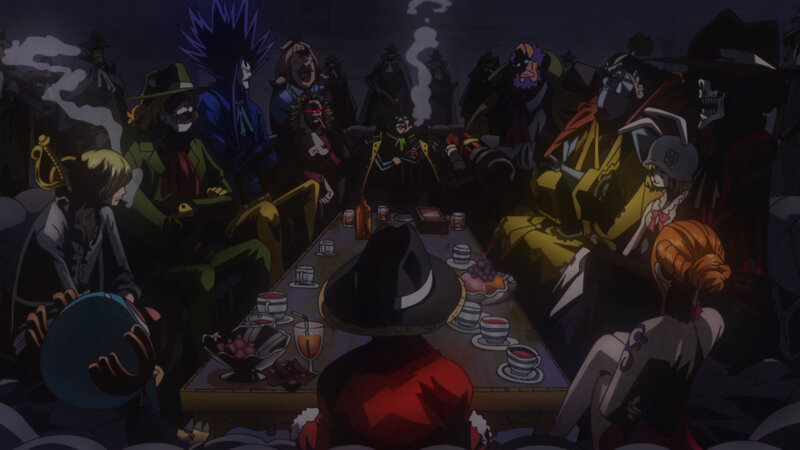 Characters at a Table — Black, Dramatic, Night, Anime