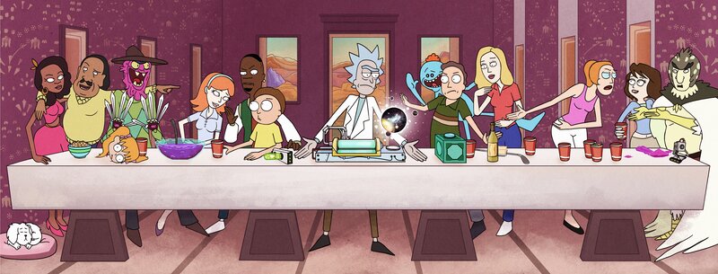 Characters at a Table — Purple