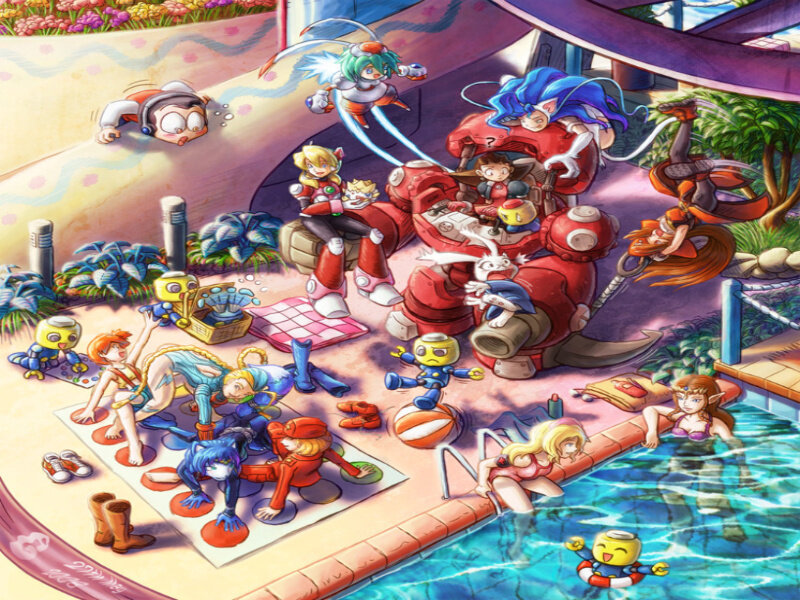 Characters at Pool Party