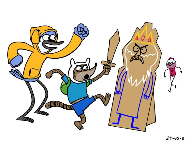 Characters Attacking Cardboard King