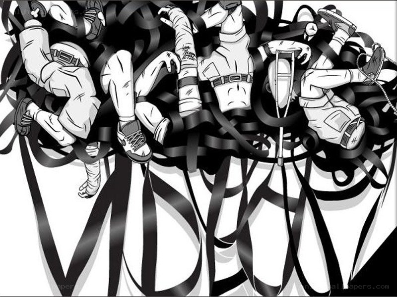 Characters entangled in ribbons