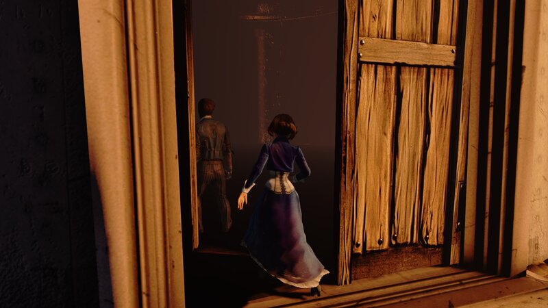 characters entering a dark room