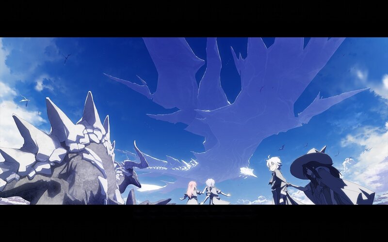 Characters facing a giant dragon