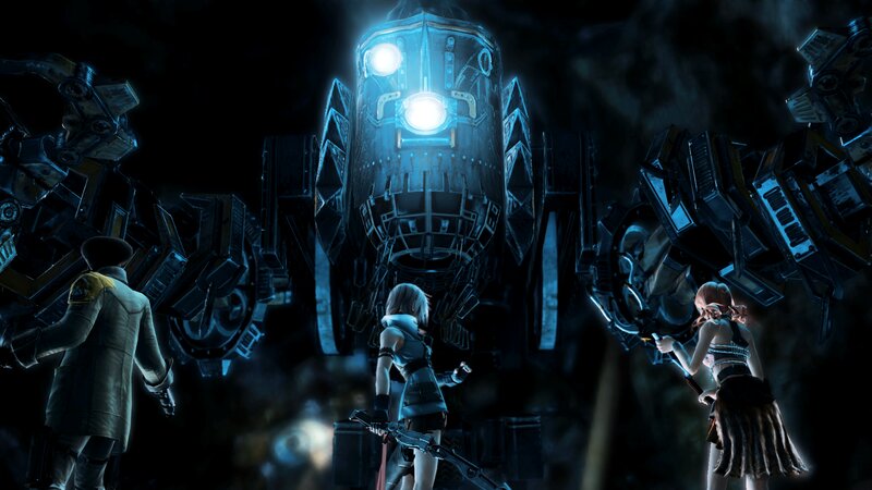 Characters Facing Giant Robot