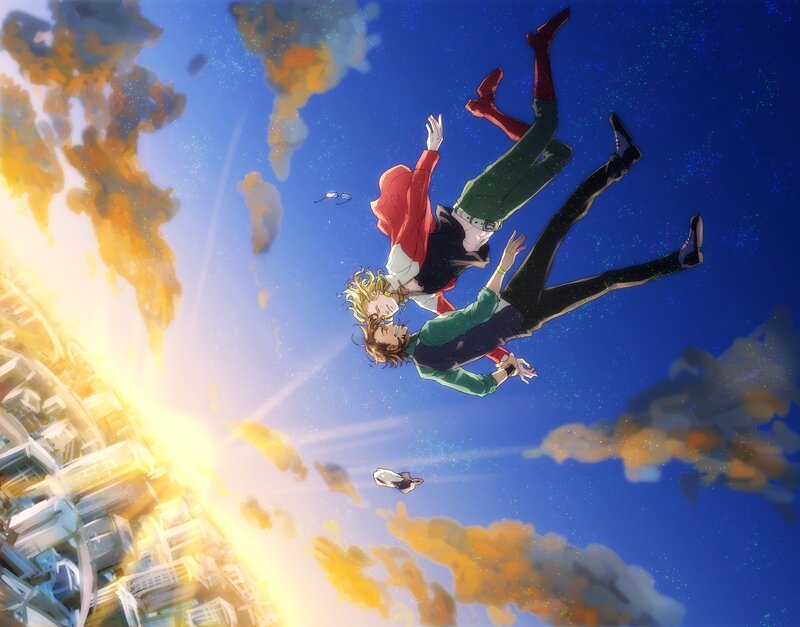 Characters falling from the sky