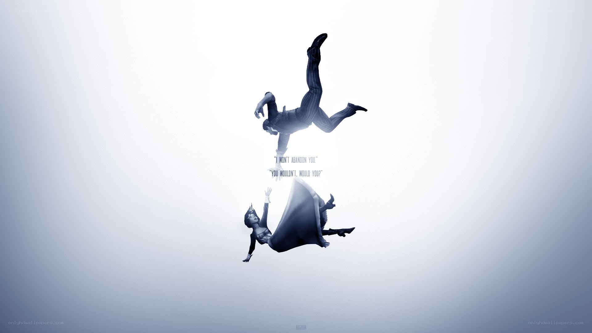 Characters falling in a void