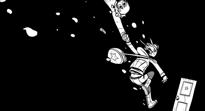 characters falling in space