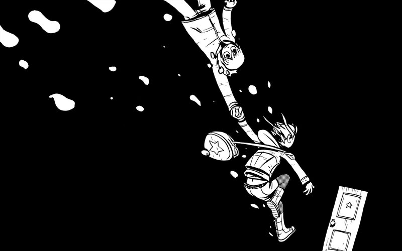 characters falling in space