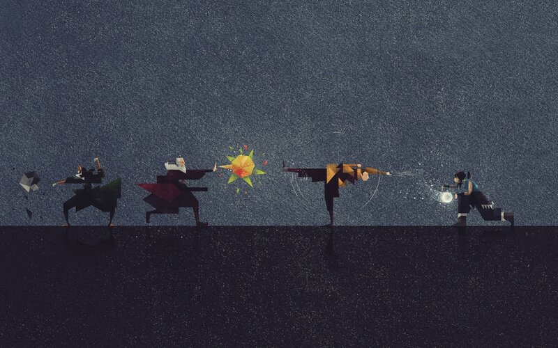 Characters Fighting in Rain