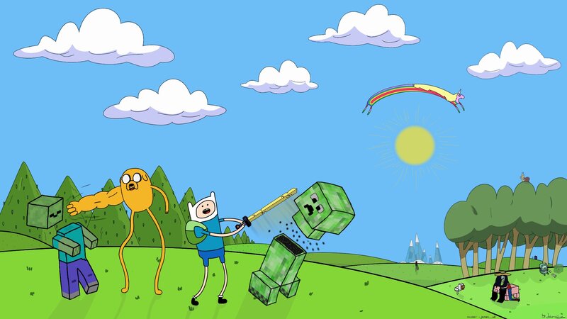 Characters Fighting Mobs — Green