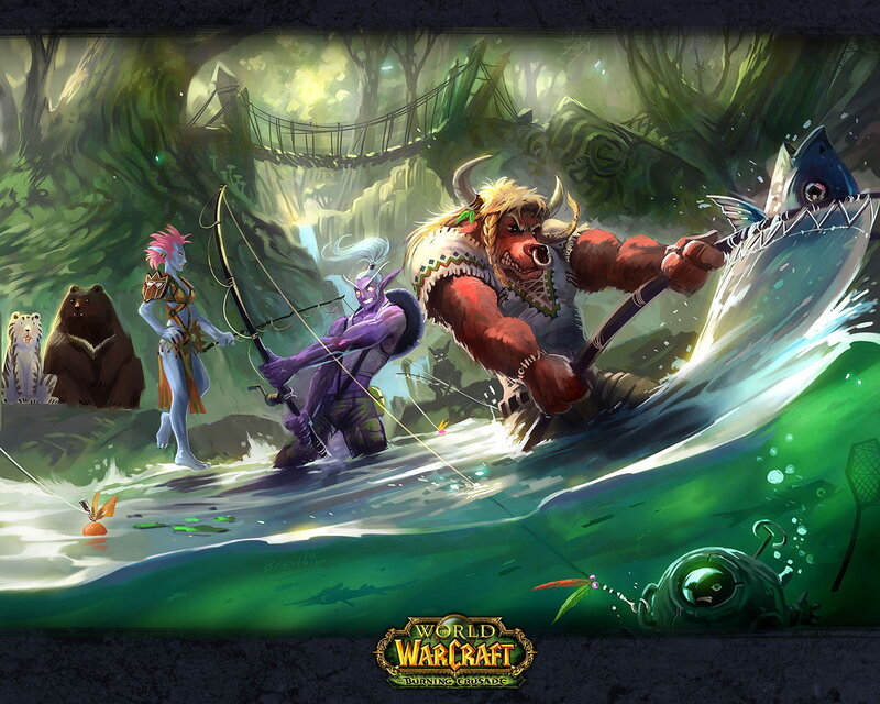 Characters Fishing in River