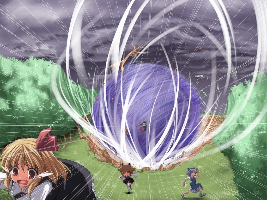 Characters flee a magical storm