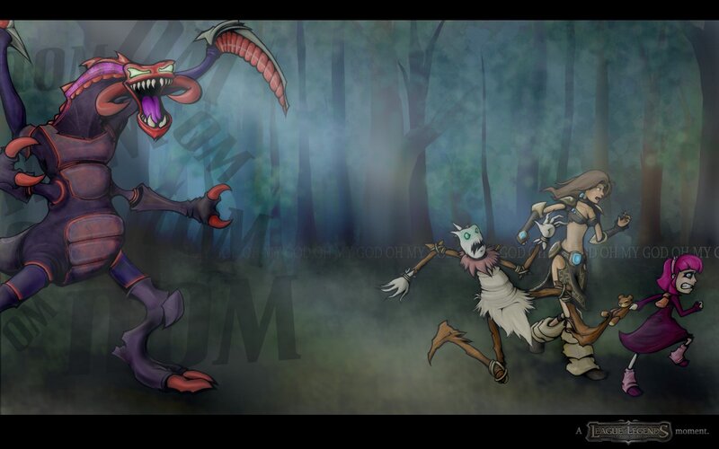 Characters Fleeing Monster