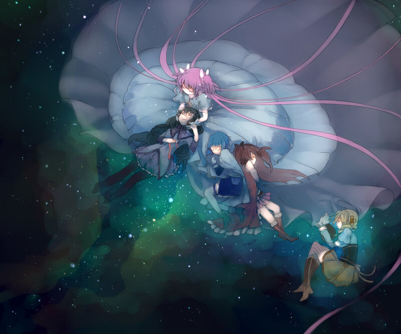 Characters floating in space