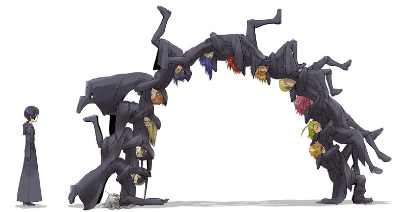 Characters Forming Arch — Gray