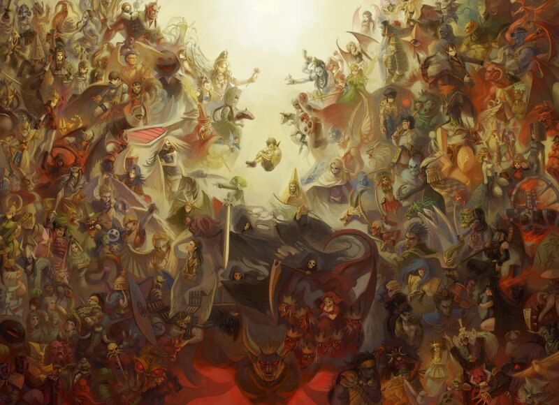 Characters from a Fantasy Game — Red, Dramatic