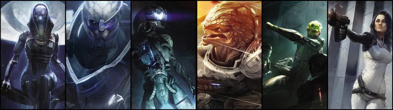 Characters from a Sci-fi Game — Blue, Dramatic, Digital Art