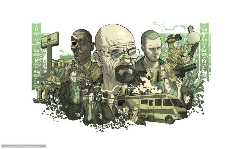 Characters from a TV Series — Green, Dramatic, Illustration