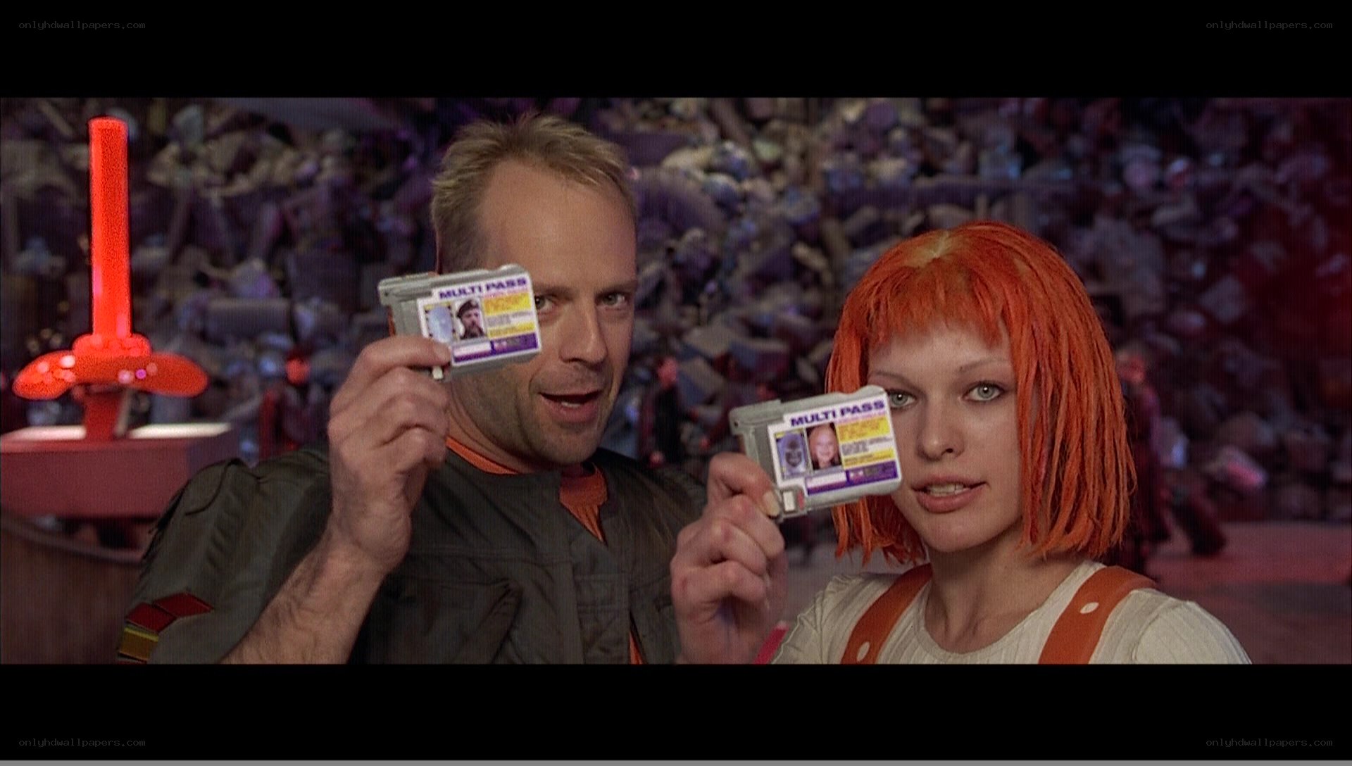 Characters holding multi-pass cards