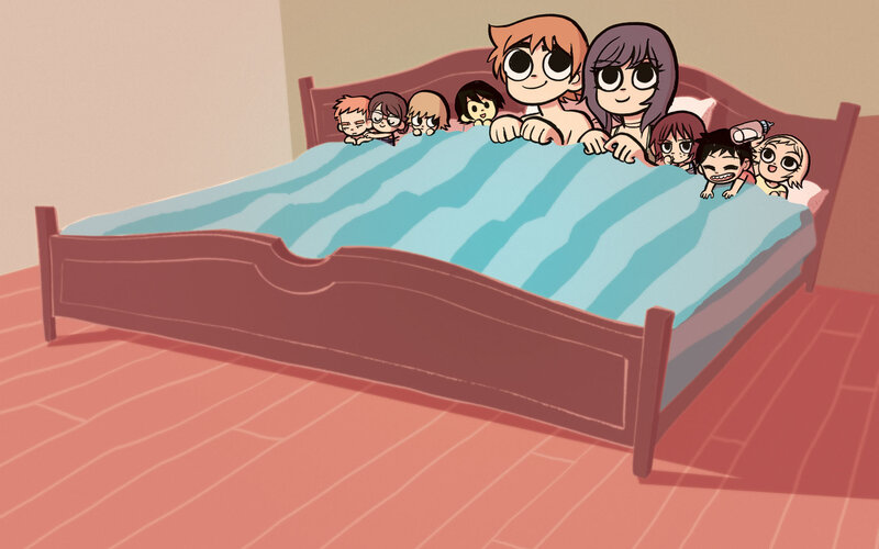 Characters in a bed