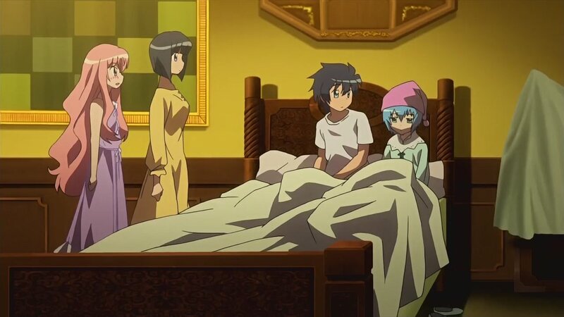 Characters in a bedroom scene