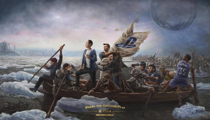 Characters in a Boat — Blue