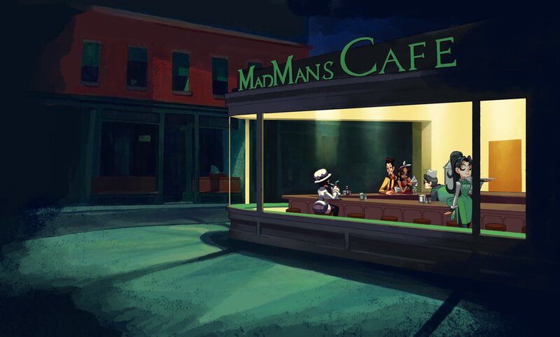 Characters in a Cafe — Green