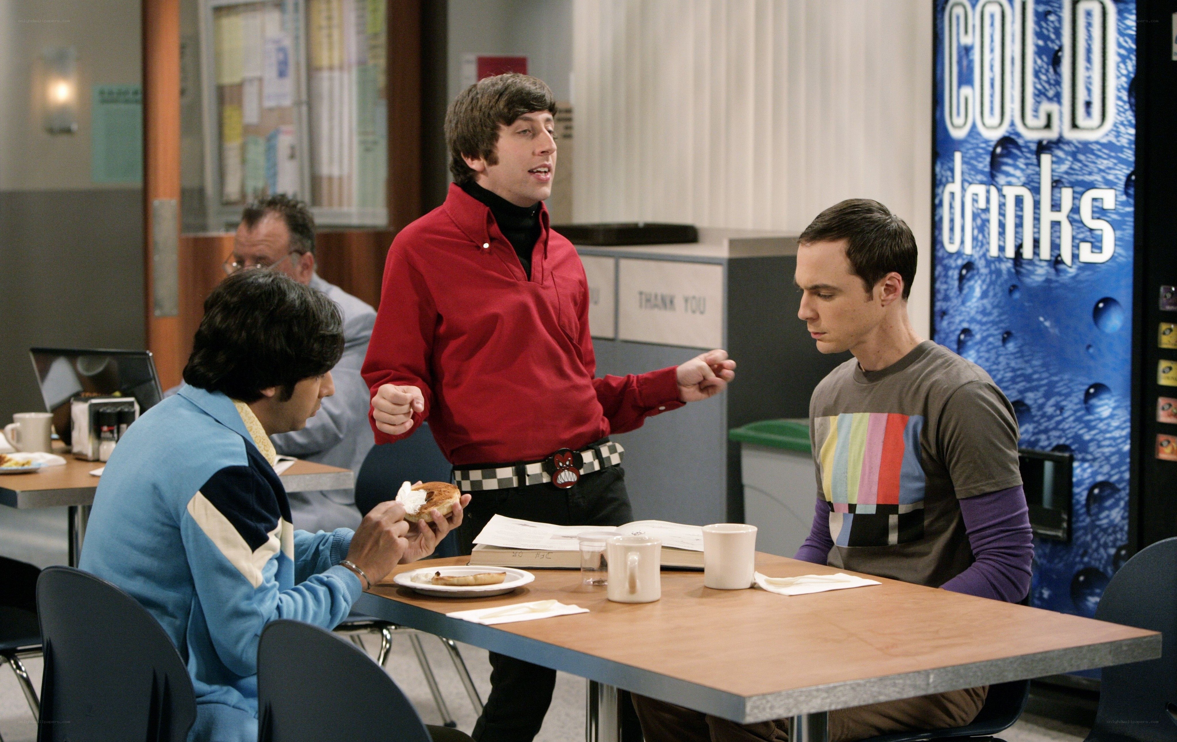 Characters in a cafeteria scene