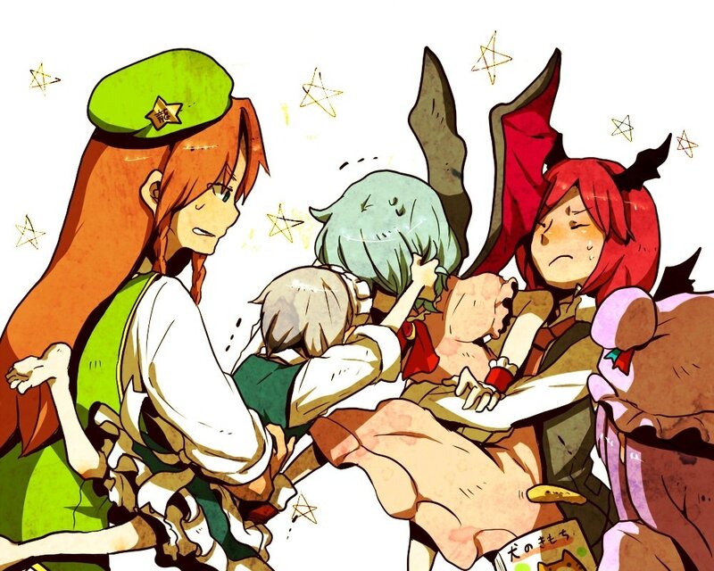 Characters in a chaotic group hug